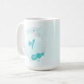 ロマンチックなターコイズの花 コーヒーマグカップ (正面左)