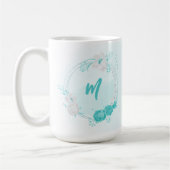 ロマンチックなターコイズの花 コーヒーマグカップ (左)