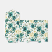 ロマンチックなターコイズグリーンとクリーム色のローズフラワー フェイバーボックス (折り畳みなし)