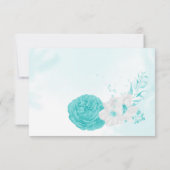 ロマンチックなターコイズ白い花の植物性結婚の サンキューカード (裏面)