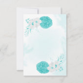 ロマンチックなターコイズ白い花の植物性結婚の サンキューカード (裏面)