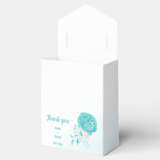 ロマンチックなターコイズ結婚の花 フェイバーボックス (オープン)