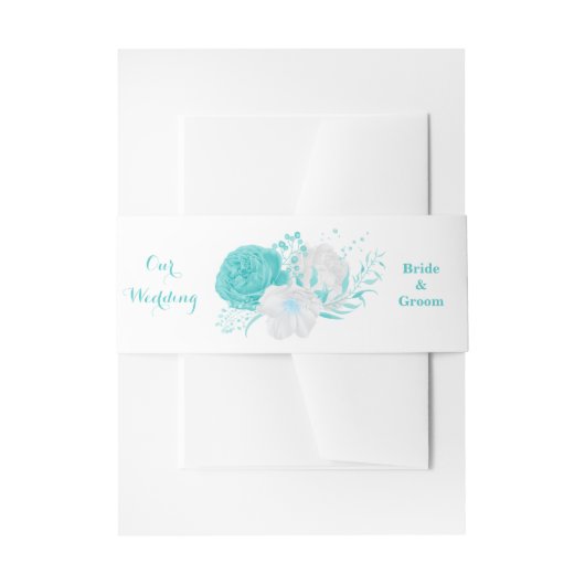 ロマンチックなターコイズ結婚の花 招待状ベリーバンド (正面例)