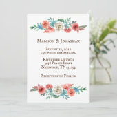 ロマンチックなターコイズ | ピーチかわいらし結婚ズ 招待状 (スタンド正面)