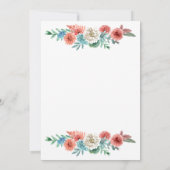 ロマンチックなターコイズ | ピーチかわいらし結婚ズ 招待状 (裏面)