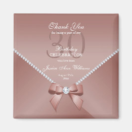 ロマンチックなダイヤモンド&ピンクボウ30th誕生日マグネット マグネット