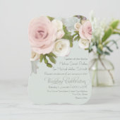 ロマンチックなダスティバラセージ多肉フローラ結婚ズ 招待状 (スタンド正面)