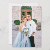 ロマンチックなダスティブルーフローラ結婚写真 サンキューカード (裏面)