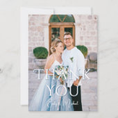 ロマンチックなダスティブルーフローラ結婚写真 サンキューカード (正面)