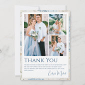 ロマンチックなダスティブルーフローラ結婚写真 サンキューカード (裏面)