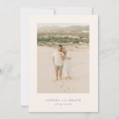 ロマンチックなダスティブルーヴィンテージフローラ結婚写真 招待状 (裏面)