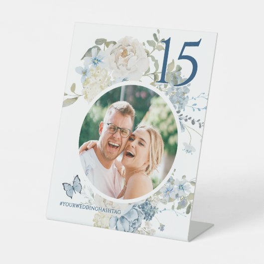 ロマンチックなダスティブルー結婚フローラの写真 台座サイン (正面)