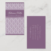 ロマンチックなダマスクビジネスカード、薄紫 名刺 (正面/裏面)