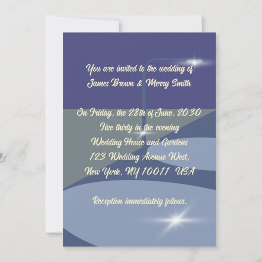 ロマンチックなダンサーとギタリストのランプ結婚ライト 招待状 (裏面)