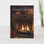 ロマンチックなダークウッド暖炉クリスマスカード シーズンカード (正面)