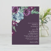 ロマンチックなダークムーディパープル結婚フローラ 招待状 (スタンド正面)