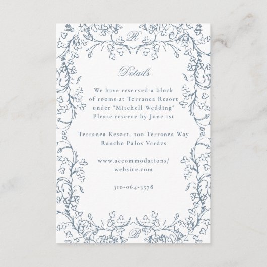 ロマンチックなチノアセフランスのリーアンティークブ結婚ルー エンクロージャーカード (正面)