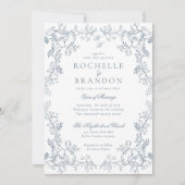 ロマンチックなチノアセフランスのリーアンティークブ結婚ルー 招待状 (正面)