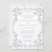 ロマンチックなチノアセフランスのリーアンティークブ結婚ルー 招待状 (正面)
