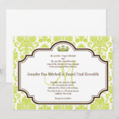 ロマンチックなチャートルーズダマスクウェディング招待状 招待状 (正面/裏面)