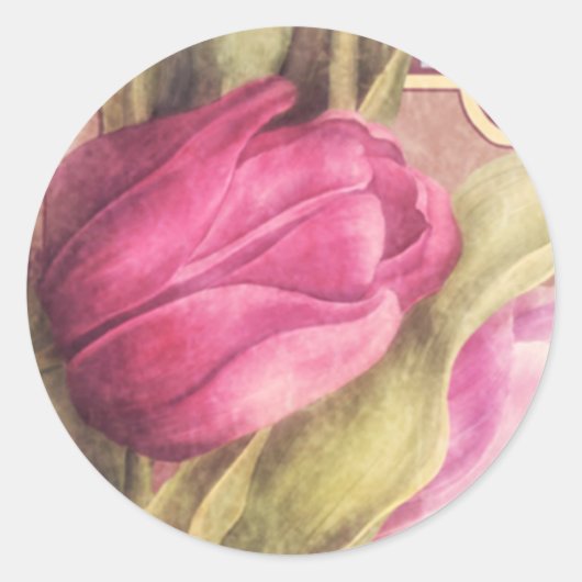 ロマンチックなチューリップ1 ラウンドシール (正面)