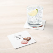 ロマンチックなチョコレートイチゴハート ブライダルシャワー スクエアペーパーコースター (インサイチュ)