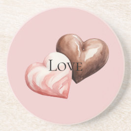 ロマンチックなチョコレートストロベリーハート コースター