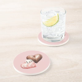 ロマンチックなチョコレートストロベリーハート コースター