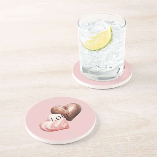 ロマンチックなチョコレートストロベリーハート コースター (側面)