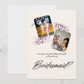 ロマンチックなツーショット写真のブライズメイド提案カード 招待状 (正面/裏面)