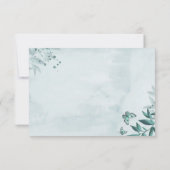 ロマンチックなティール（緑がかった色）ブルー葉の植物学 サンキューカード (裏面)