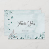 ロマンチックなティール（緑がかった色）ブルー葉の植物学 サンキューカード (正面/裏面)