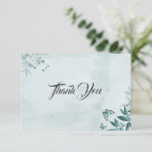 ロマンチックなティール（緑がかった色）ブルー葉蝶の植物学 サンキューカード (スタンド正面)