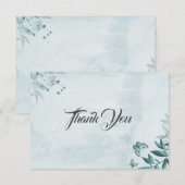 ロマンチックなティール（緑がかった色）ブルー葉蝶の植物学 サンキューカード (正面/裏面)