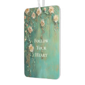 ロマンチックなティール（緑がかった色）赤面ピンクの花 カーエアーフレッシュナー (左)