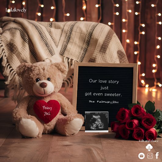 ロマンチックなテディベア妊娠の発表 シーズンカード