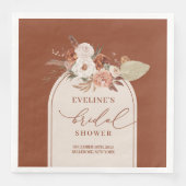 ロマンチックなテラコッタ色のパンパス フラワー ボヘミアンスタイルのウェディング ナプキン (正面)