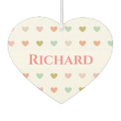 ロマンチックなデザインとハート&両方の名前 カーエアーフレッシュナー (裏面)