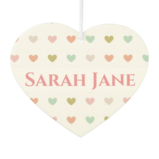 ロマンチックなデザインとハート&両方の名前 カーエアーフレッシュナー (正面)