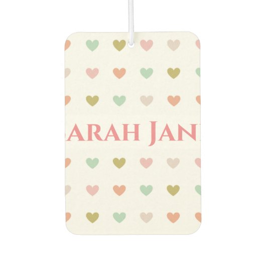 ロマンチックなデザインとハート&両方の名前 カーエアーフレッシュナー (正面)