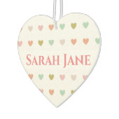 ロマンチックなデザインとハート&両方の名前 カーエアーフレッシュナー (左)