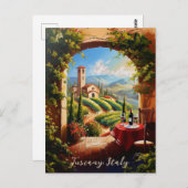 ロマンチックなトスカニー絵を描バレーのイタリア旅行アート ポストカード (正面/裏面)