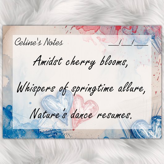 ロマンチックなトレンディーブルー&赤いハート4" x 3" ポストイット