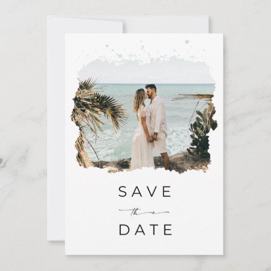 ロマンチックなトロピカルフォトデスティネーションビーチ結婚式 セーブザデート (正面)