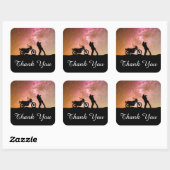 ロマンチックなトワイライト銀河系カップル結婚の感謝のカップル スクエアシール (シート)