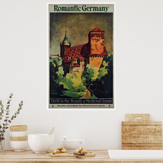 ロマンチックなドイツのヴィンテージ旅行ポスター ポスター (キッチン)