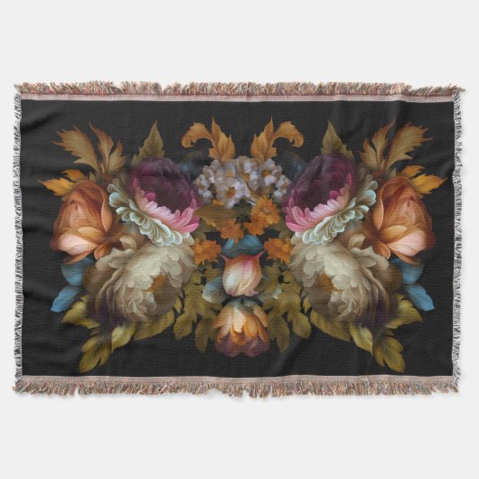 ロマンチックなドラマチックな「旧世界」フローラ スローブランケット (正面)