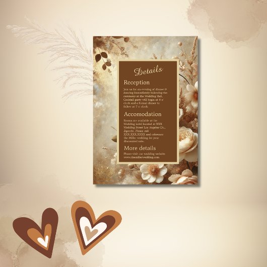 ロマンチックなドリーミー結婚フローラ&モノグラム エンクロージャーカード