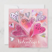 ロマンチックなドードルウォーター色のハートバレンタインデー (正面)