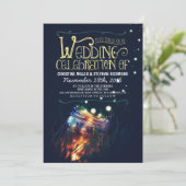 ロマンチックなナイトライトメイソンのジャー結婚式の招待 招待状 (スタンド正面)